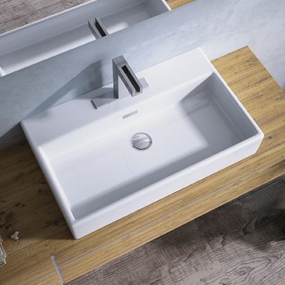 Countertop washbasin - DAPHNE SERIES - Lapino Ceramic - ceramic / rectangular / contemporary