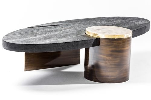 Contemporary coffee table - PRIMAL  - EGG DESIGNS - wooden / brass / steel