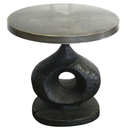 Classic side table - BLESSING - EGG DESIGNS - wooden / brass / round