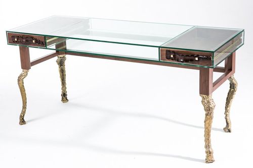 New Baroque design desk - BIG CROCCO - EGG DESIGNS - classic / walnut / brass