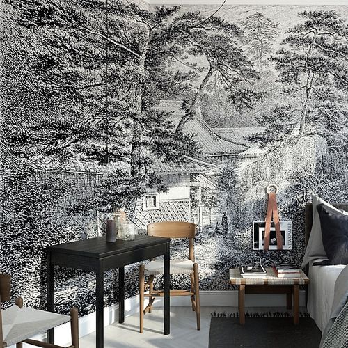 Original design wallpaper - TOKYO 1867 - HD WALLS - nonwoven fabric / art print / silver-colored