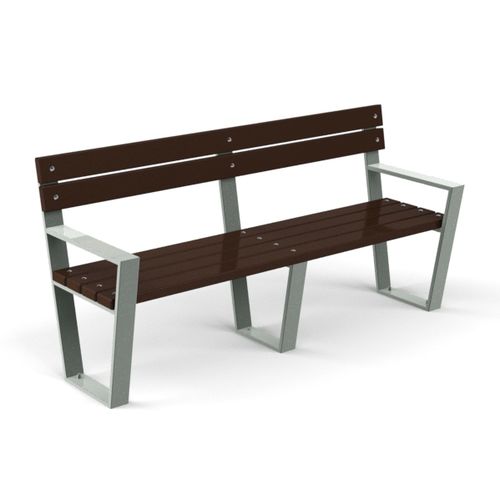 Contemporary public bench - 5008S - Astrus Playgrounds - metal / recycled plastic / with backrest