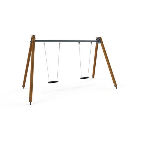 Wooden swing - 3502D - Astrus Playgrounds - galvanised steel / playground / double