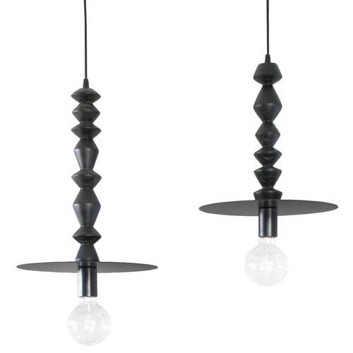 Pendant lamp - TOTEM - Studio 19 - wooden / contemporary / corded