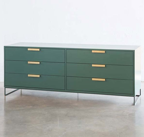 Contemporary chest of drawers - 6 DRAWER UNIT - Studio 19 - wooden / brass / custom