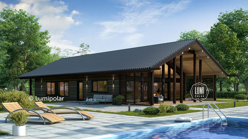 Prefab house - GUSAR 191 - Lumi Polar - contemporary / with terrace / wooden