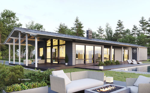 Prefab house - KORVET 173 - Lumi Polar - contemporary / with terrace / wooden
