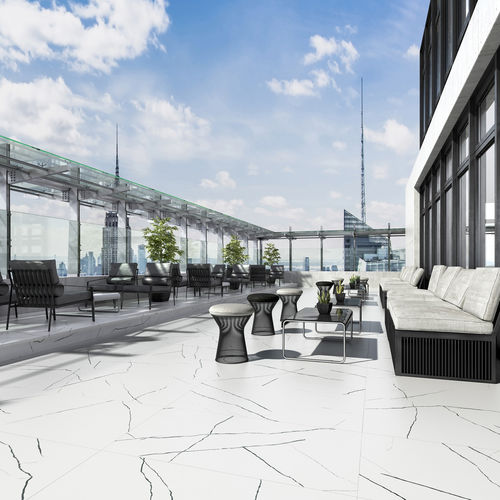 Porcelain stoneware tile - MARKINA BIANCO - Exagres - matte / enameled / indoor