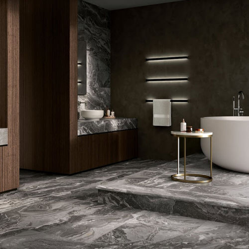 Porcelain stoneware tile - OROBICO GRIS - Exagres - polished / indoor / bathroom