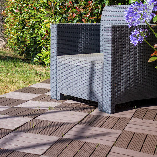 WPC deck board - IZIDECK  - Geometriktarget - wood look / non-slip / UV-resistant