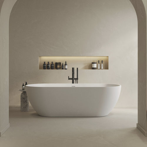 Oval bathtub - NANTES - Riluxa - free-standing / for homes / Solid Surface