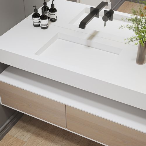 Wall-mounted washbasin - GLIESE SLIM - Riluxa - marble / Corian® / Solid Surface