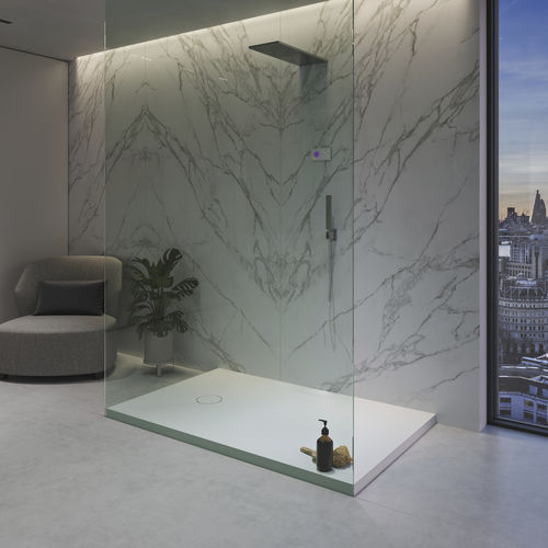 Rectangular shower base - ARA - Riluxa - above floor / raised / Corian®
