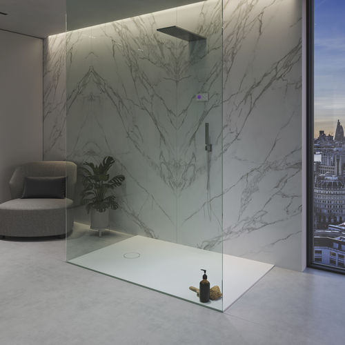 Rectangular shower base - ARA SLIM - Riluxa - above floor / raised / Corian®
