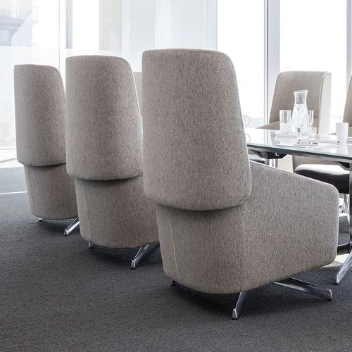 Contemporary armchair - COVER - STUDIO TK - fabric / aluminum / high-back