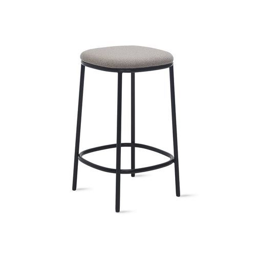 Contemporary bar stool - Santé - STUDIO TK - wood veneer / fabric / metal base