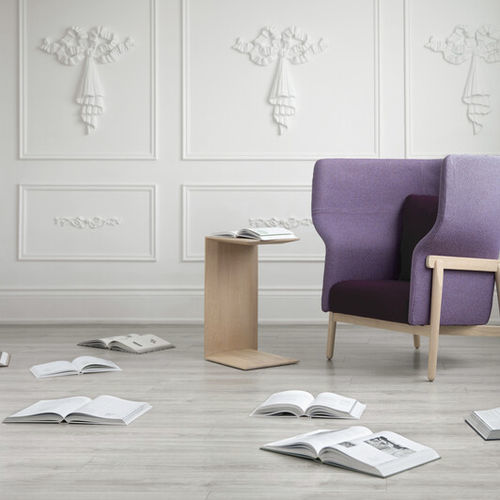 Contemporary side table BOROUGH STUDIO TK wood veneer / laminate / wooden base