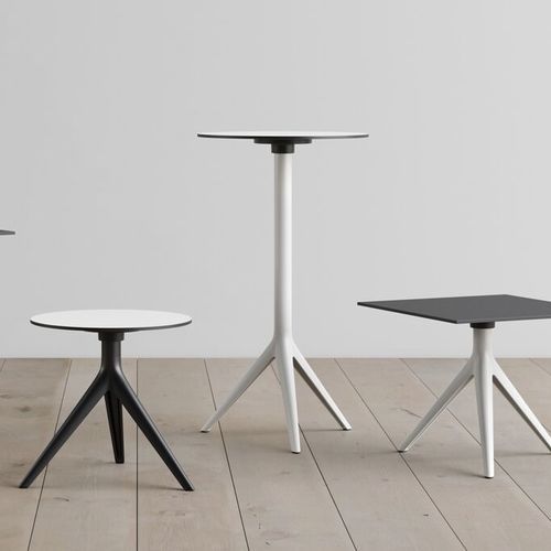 Contemporary high bar table - Mari-Sol - STUDIO TK - laminate / powder-coated steel base / round