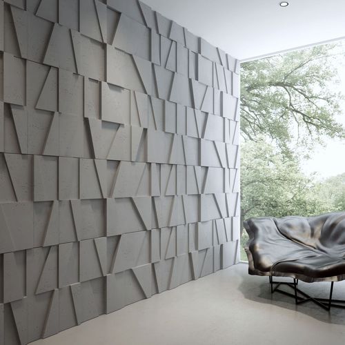 Wall-mounted decorative panel - PB 09 - vhct - fire-retardant / concrete / textured