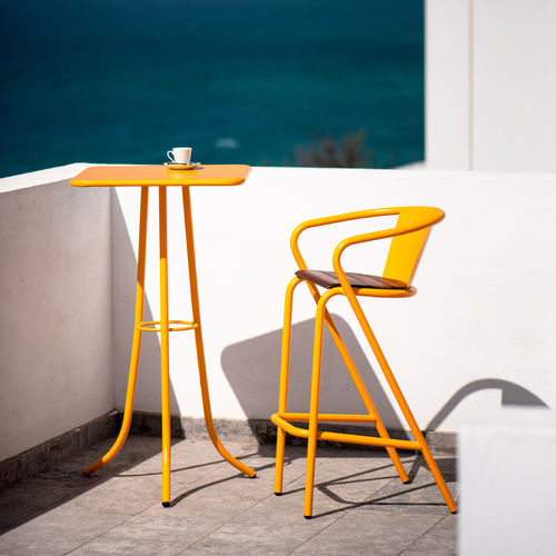 Contemporary high bar table - BICAtable 3 High CLASSIC - BICA chair - wooden / powder-coated steel / steel base