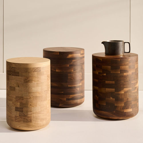 Contemporary side table - La Souche - KASTELLA - American walnut / white oak / oak base