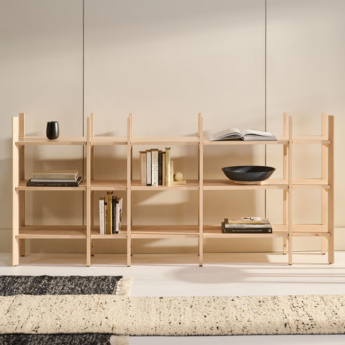 Free-standing bookcase - S305 - KASTELLA - contemporary / American walnut / bleached oak
