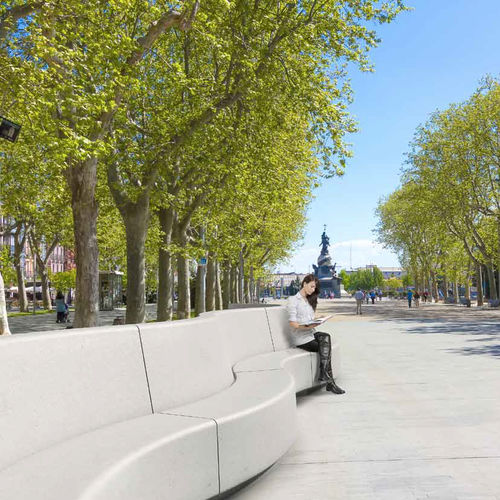 Contemporary public bench - DAYTONA - PREFAC MYWAY - concrete / with backrest / modular