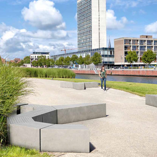 Contemporary public bench - HEPTA - PREFAC MYWAY - concrete / modular