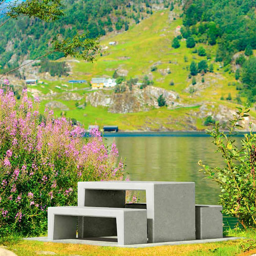 Contemporary picnic table - STORY - PREFAC MYWAY - concrete / rectangular / for public space