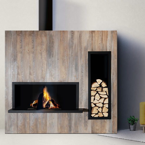 Wood-burning fireplace - STOCKHOLM - Polyflam - free-standing / wall / Single-sided