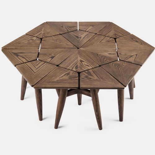 Contemporary side table - MOOVE - VOGEL - iroko / iroko base / rectangular