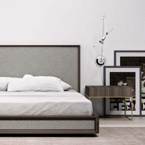 Contemporary bedside table - DADO PLINTO - EMEDE - wooden / metal base / rectangular