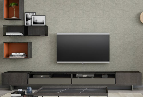Contemporary TV wall unit - Connector 07_02 - EMEDE - wooden / metal / with storage