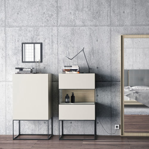 Contemporary chiffonier - PLINTO 1P D - EMEDE - oak / metal / white