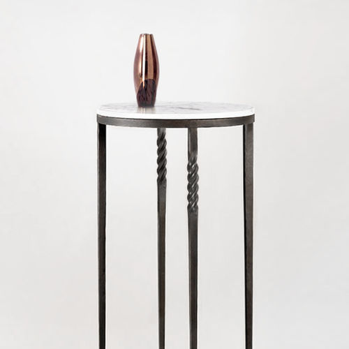 Contemporary side table - TWIST - Mobilier De Style - iron / wrought iron / marble