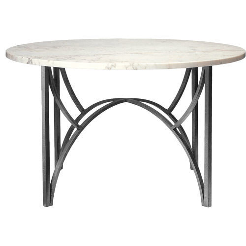 Contemporary table - OGIVE - Mobilier De Style - wrought iron / marble / wrought iron base