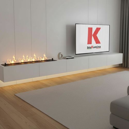Stainless steel bioethanol burner - TECH - bioKamino - rectangular / contemporary / free-standing