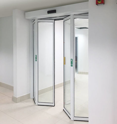 Interior door - H-SOF - Label S.p.A. - aluminum / folding / glazed