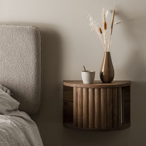 Contemporary bedside table - VELVET - Kristensen & Kristensen A/S - oak / ash / circular