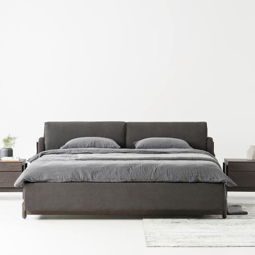 Double bed - ASH - ZEGEN - contemporary / upholstered / with headboard