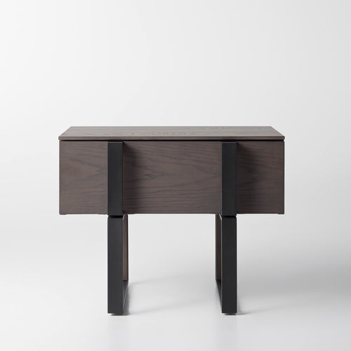 Contemporary bedside table - GRID - ZEGEN - oak / wood veneer / painted metal