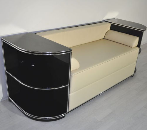 Art Deco sofa - OAM00005 - Münsterland Gruppe GmbH & Co. KG - leather / wooden / 2-person