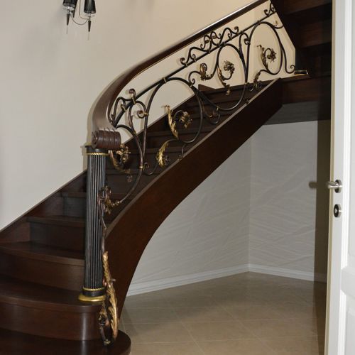 Wrought iron railing - 03 - La Forge Artistique - with bars / indoor / for stair