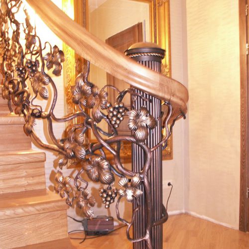 Wrought iron railing - 08 - La Forge Artistique - with bars / indoor / for stair