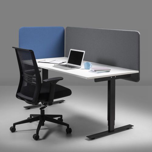 Desk mounted office divider SOFT Standard AS fabric / gray / white