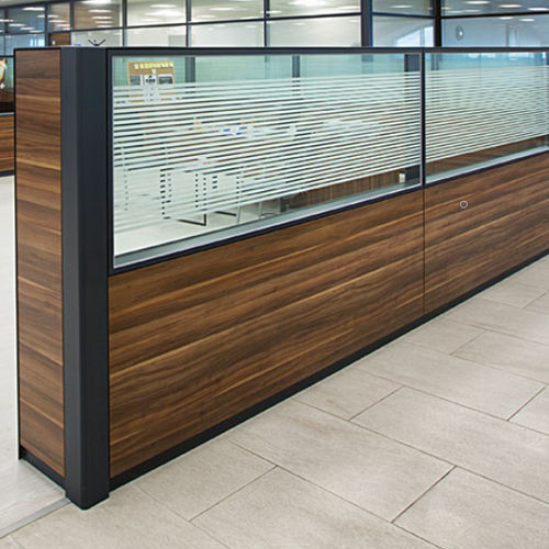 Fixed partition - SEPERA - Integra - Interior Systems - mobile / with glass panel / wooden