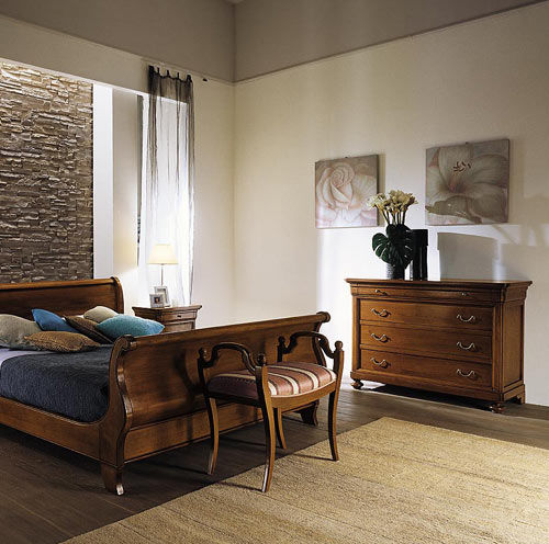 Traditional bed bench - 631 - flli zorzella mobili - fabric / wooden