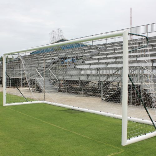 HDPE football net - S12860 - SODEX SPORT - white / black / trapezoidal
