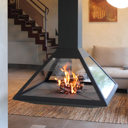 Woodburning fireplace JAVEA Vyrosa contemporary / hanging / open