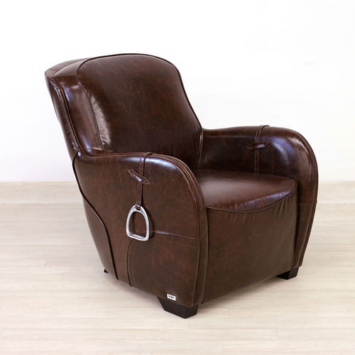 Traditional club chair - Equestra - VAMA Divani - leather / solid wood / beech